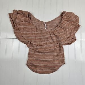 Free People Heirloom striped ruffle top